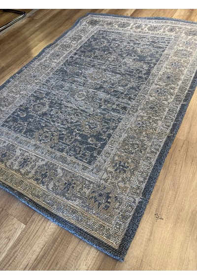 Luxess Halı Alpaca 1191 Mavi Eskitme Desenli Makine Halısı Çok Renkli Mavi