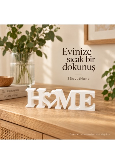 Home Kalpli Dekoratif Yazı 22 Cm Masaüstü Konsol Ve Raf Süsü Beyaz