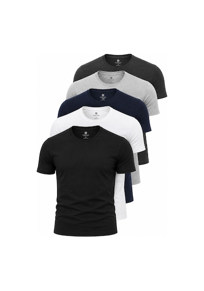 Piano Luce Erkek 5 Li Paket T-shirt Kısa Kollu Bisiklet Yaka Regular Fit 5 Renk Seçenekli Çok Renkli