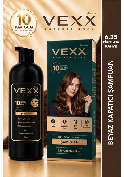 Vexx Professional Beyaz Kapatıcı Pratik Boya Çikolata Kahve 6.35 Amonyaksız Formül 300 Ml.