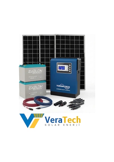 Veratech Güneş Enerjisi Bahçe Evi Solar Paketi 395w Güneş Paneli, 100ah Jel Akü, 3kva İnverter