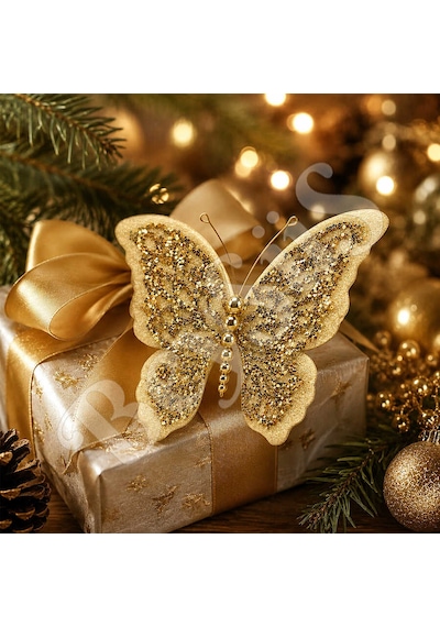 Yılbaşı Ağacı Süsü Gold Kelebek 20 Cm Diğer