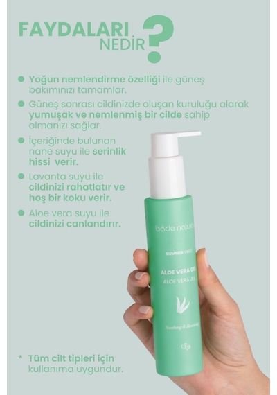 Bade Natural Aloe Vera Jel Güneş Sonrası Nemlendirici %100 Doğal 100 ML