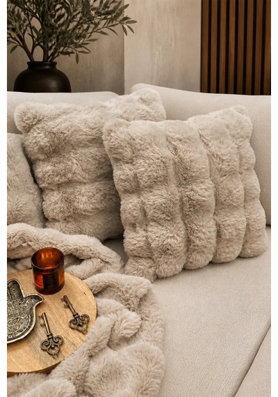Peluş Bubble Kırlent Kılıfı 2'li Taş