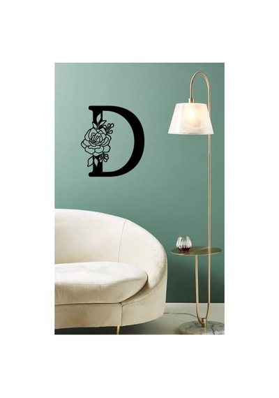 Ahşap Çiçek Işlemeli D Harfi Duvar Dekoru 30 Cm Mdf Tablo