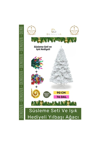 Noelpaketi Lüks Dekoratif Kaliteli Plastik Ayaklı Sık Yapraklı Yeşil Canlı Yeni Yıl Noel Paketi 90 Standart