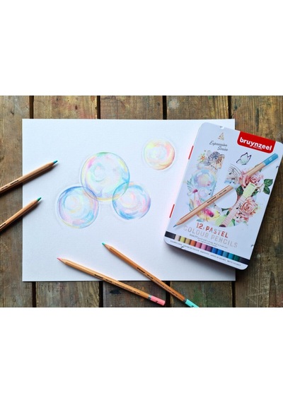 Expression 12 Renk Kuru Boya Pastel Renkler Metal Kutu