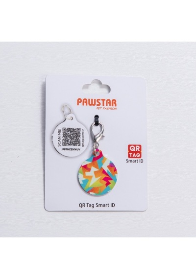 Mosaic Desenli Qr Tag Evcil Hayvan Künyesi İsimlik Pet Tag Köpek Künyesi Kedi Künyesi Qr Kodlu Künye Turuncu