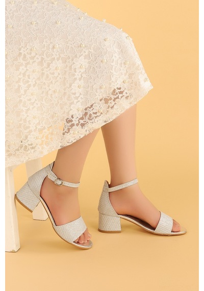 Kiko Kids 769 Çupra Günlük Kız Çocuk 3 CM Topuklu Sandalet Ayakkabı Gümüş 001