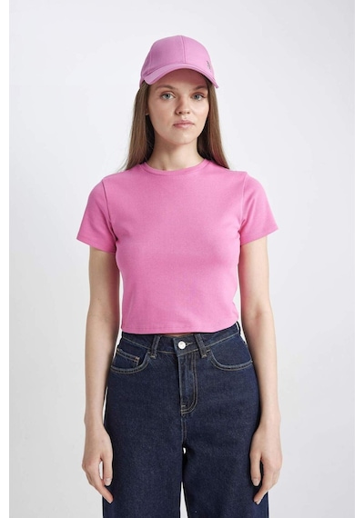 DeFacto Coool Fitted Ribana Basic Düz Kısa Kollu Tişört T9631AZ24SMPN613 DeFacto Coool Fitted Ribana Basic Düz Kısa Kollu Tişört T9631AZ24SMPN613