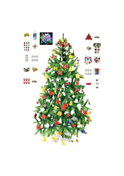 Pazarız Yılbaşı Seti 60 Cm Çam Ağaçı 41 Ad Süsleri Midi Paket