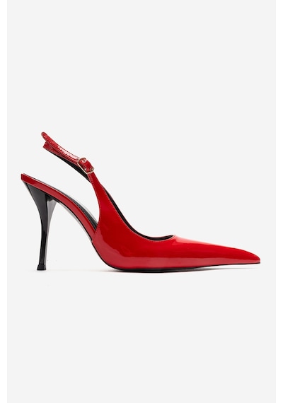 Luvishoes Candy Kırmızı Rugan Sivri Burunlu Kadın Topuklu Ayakkabı Kırmızı