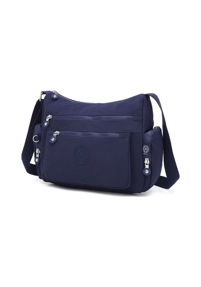 Smart Bags Orta Boy Çok Cepli Su Geçirmez Krınkıl Kumaş Kadın Omuz Çantası Lacivert
