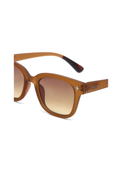 Okkia Giovanni Kahverengi Lens Unisex Güneş Gözlüğü Kahverengi Kahverengi