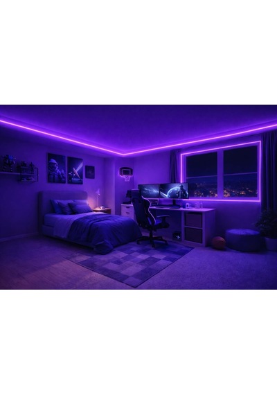 Neon Led Şerit Mor 5 Metre Dc 12v Ip65 Dış Mekân Uyumlu Esnek Aydınlatma