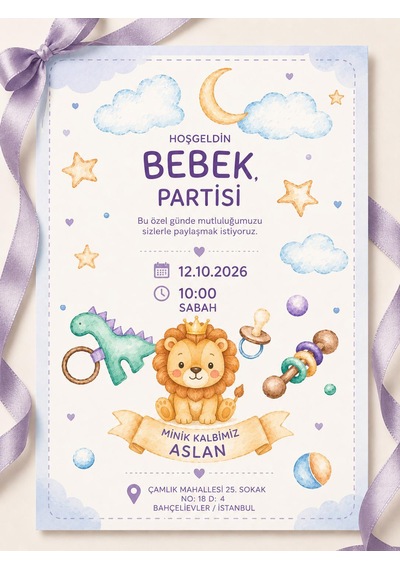 1000 Adet Ekonomik Baby Shower Davetiyesi Ve Zarf 020-027
