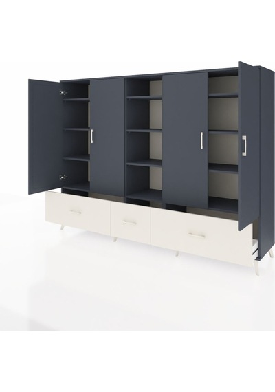 Hyperion Dolap 12 Raflı 3 Çekmeceli 4 Kapaklı 220x44x163 Antrasit Antrasit-antrasit/aytaşı Hyperion Dolap 12 Raflı 3 Çekmeceli 4 Kapaklı 220x44x163 Antrasit Antrasit-antrasit/aytaşı