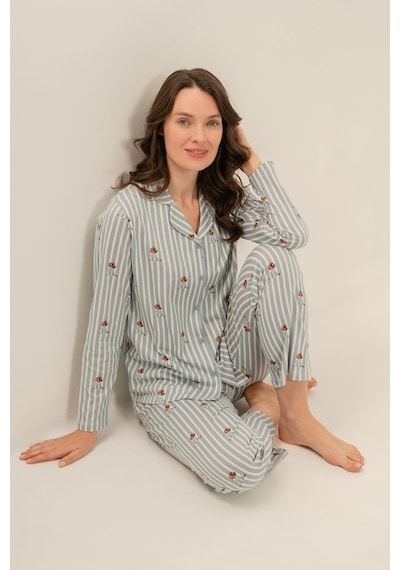 Arnetta Kadın Cute Puppy Yeşil Gömlek Pijama Takımı Ar3735-s-v1 Ar3735-s-v1