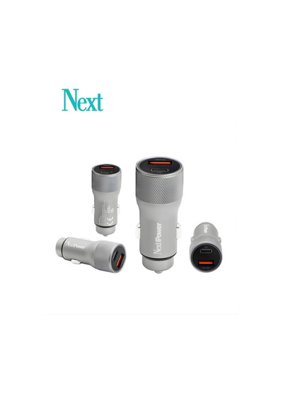 Next Power52.5w Araç İçi Hızlı Şarj Aleti Type-c + Usb Güç Adaptörü Oto Çakmaklık - Gri