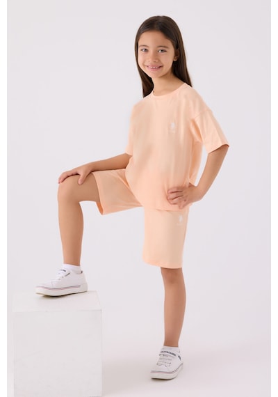 U.S. Polo Assn. U.s. Polo Assn Kız Çocuk Turuncu Bermuda Takım Us1848-c-v55 Turuncu