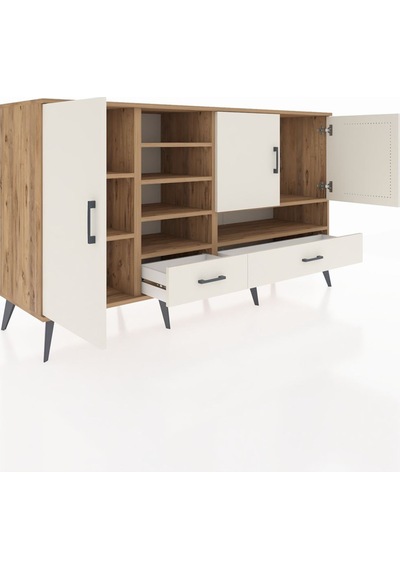 Hyperion Konsol 8 Raflı 2 Çekmeceli 3 Kapaklı 176x44x99 Çam-aytaş Çam-aytaşı