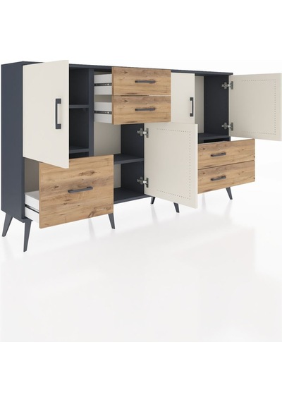 Arges Konsol 4 Raflı 5 Çekmeceli 4 Kapaklı 176x30x99 Antrasit-aytaşı/çam Aytası/atlas Çam - Antrasıt Arges Konsol 4 Raflı 5 Çekmeceli 4 Kapaklı 176x30x99 Antrasit-aytaşı/çam Aytası/atlas Çam - Antrasıt
