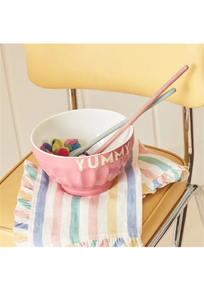 Meri Meri - Multi Stripe Ruffle Napkins - Çok Çizgili Fırfırlı Kumaş Peçeteler - 4'lü