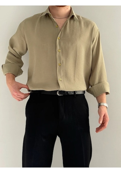 Relaxed Fit Hafif Rahat Modal Kumaş Gömlek Yeşil