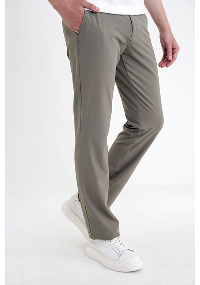 Regular Fit Yan Cep Doku Desenli Beli Lastikli Haki Pantolon P 1212