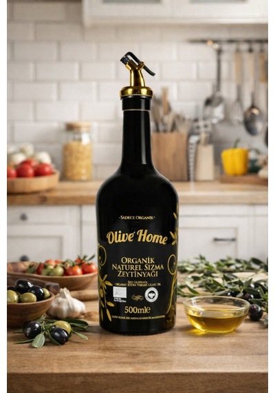 Olive Home Amber Yağdanlık Cam Şişe 500ml Zeytinyağı Sıvıyağ Şişesi Yağlık Siyah