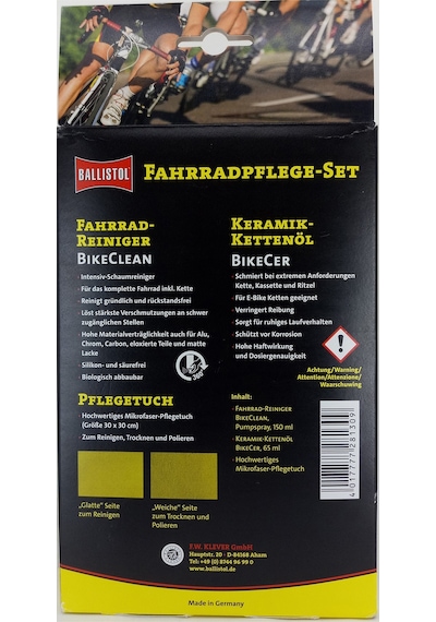 Ballistol Bisiklet Bakım Seti Köpük Temizleyici Seramik Zincir Yağı Mikrofiber Bez