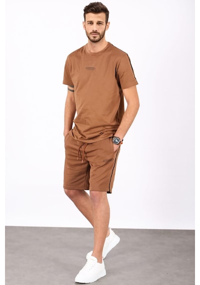 Madmext Kahverengi Oversize Erkek Şort Takımı 5376