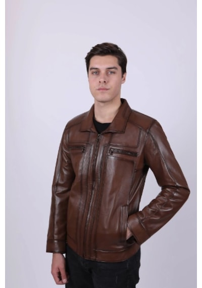 New Zaya Leather Erkek Hakiki Deri Mont (554253050) Kahverengi