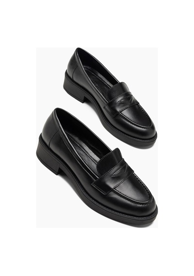 Greta Siyah Cilt Hakiki Deri Kadın Loafer Ayakkabı
