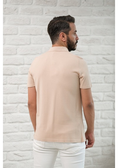 San&fa Slimfit Fermuar Kapamalı Rayon Kumaş Likralı Polo Yaka T-shirt Açık Kahverengi San&fa Slimfit Fermuar Kapamalı Rayon Kumaş Likralı Polo Yaka T-shirt Açık Kahverengi
