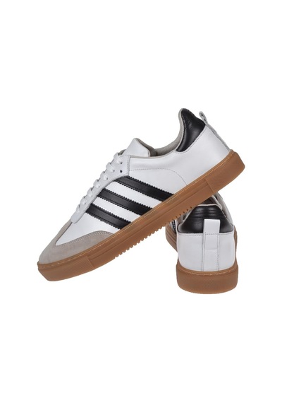 Floor Hakiki Deri Erkek Spor Ayakkabı Sneaker Mak-3030m Beyaz Siyah
