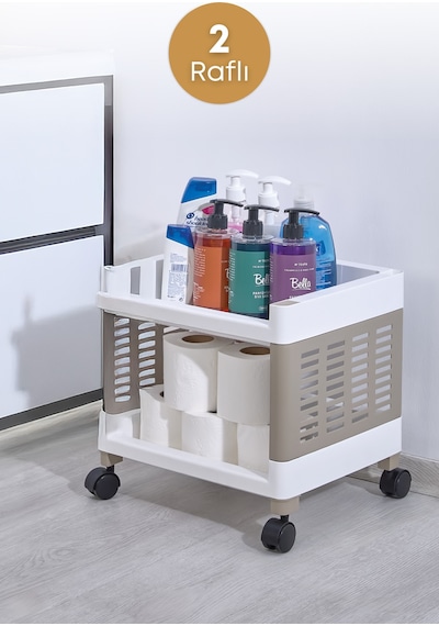 Grimorlife 2 Raflı Banyo Düzenleyici Mutfak Rafı Banyo Dolabı Çok Amaçlı Plastik Mutfak Düzenleyici Beyaz