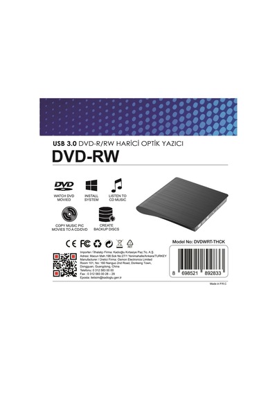 Elba Dvdwrt-thck Harici Dvdrw Thick, Siyah Dvd Yazıcı Writer Kdo