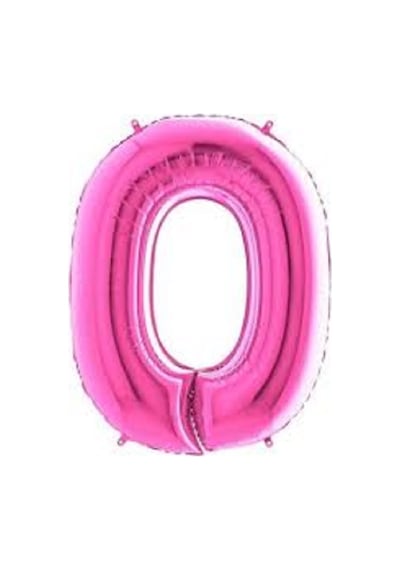 Rakam Balon Folyo 0 Fuşya