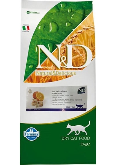 N&D Ocean Tahılsız Balıklı ve Portakallı Yetişkin Kedi Maması 10 KG
