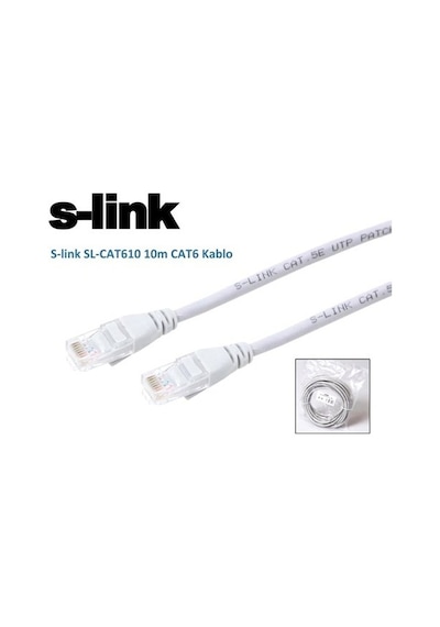 S-Link Sl-Cat610 10M Cat6 Patch Kablo Gri