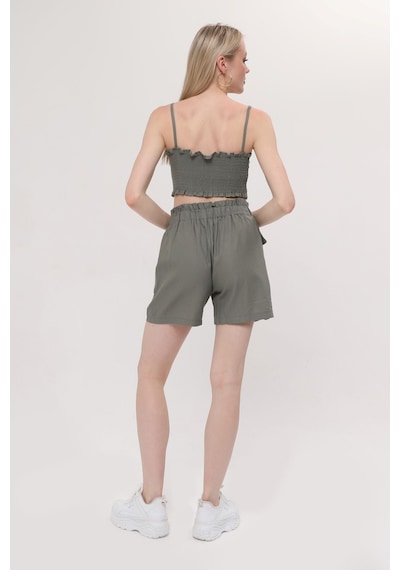 Hgfashion İkli Crop Şort Takımı Yeşil Reng Yeşil