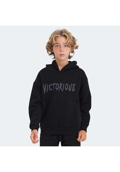 Slazenger  LEXUS Çocuk Kapüşonlu Cepli Siyah Sweatshirt