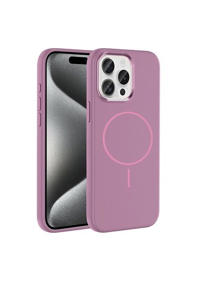 Zore İphone 15 Pro Max Kılıf M-safe Şarj Özellikli Metal Kamera Çerçeveli Ogaa Edi Silikon Kapak - Mor