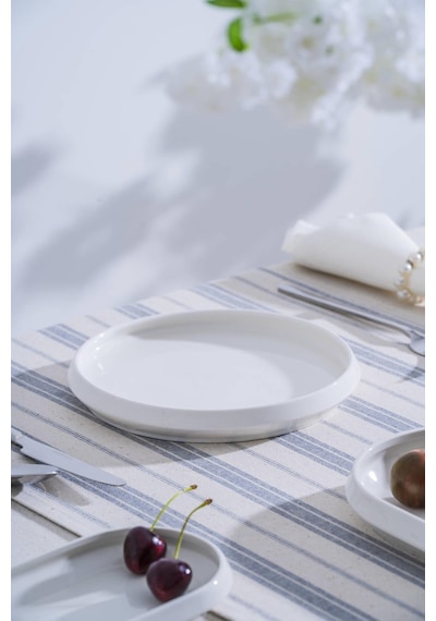 Acar Jea-07395 Rumi 4 Adet Porselen Yuvarlak Servis Tabak 20 Cm Beyaz