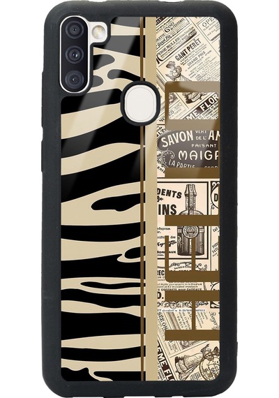 Samsung Uyumlu A11 Zebra Gazete Tasarımlı Glossy Telefon Kılıfı Çok Renkli