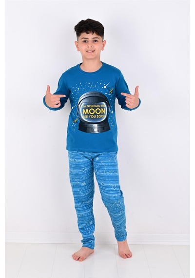 Vitmo Erkek Çocuk  Pijama Takimi Moon Uzun Kollu 1008 Pamuklu