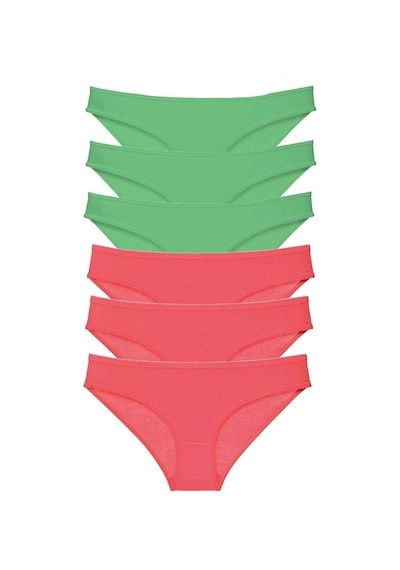 6 adet Eko Set Likralı Kadın Slip Külot Yeşil Fuşya