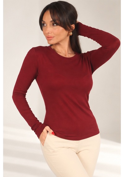 By Saygı Kadın Parmak Geçme Modal Bluz Bordo