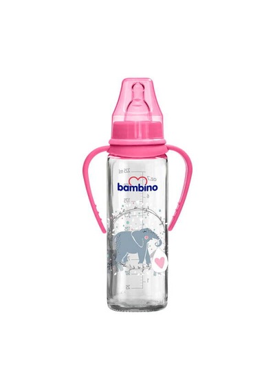 Bambino Kulplu Cam Biberon 225 ML Pembe